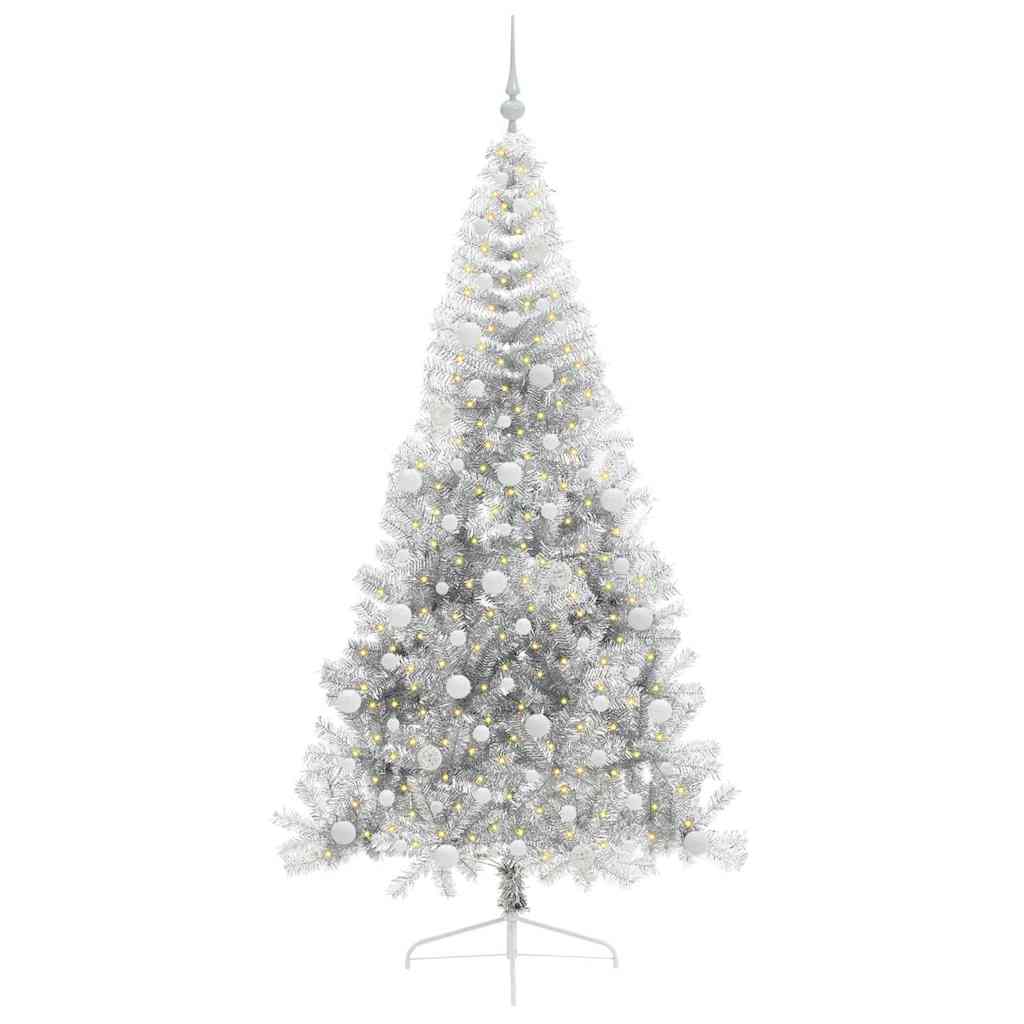 Vidaxx albero di Natale artificiale preilluminato con 300 LED argento tappo da 240 cm
