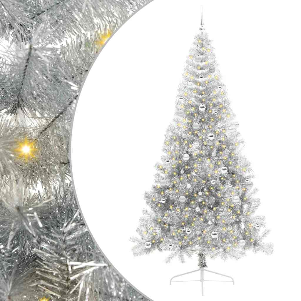 Árbol de Navidad artificial vidaxx preiluminado con 300 LED plateado 240 cm