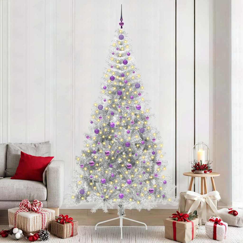Vidaxx albero di Natale artificiale preilluminato con 300 LED argento tappo da 240 cm
