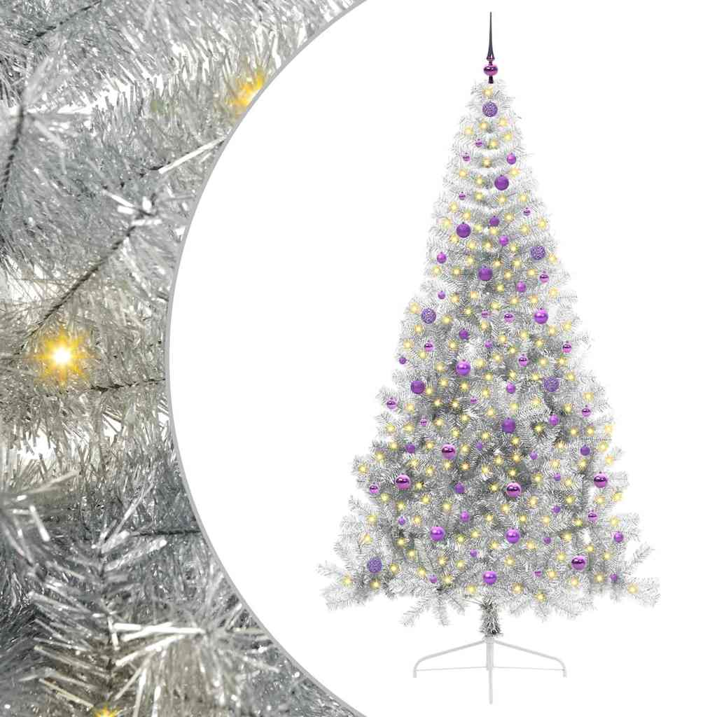 Vidaxx albero di Natale artificiale preilluminato con 300 LED argento tappo da 240 cm