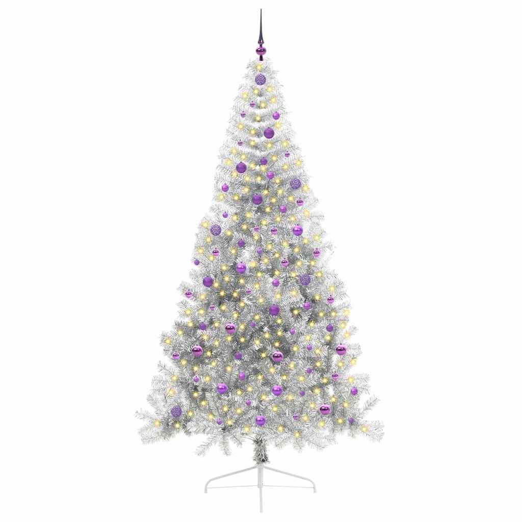 Vidaxx albero di Natale artificiale preilluminato con 300 LED argento tappo da 240 cm