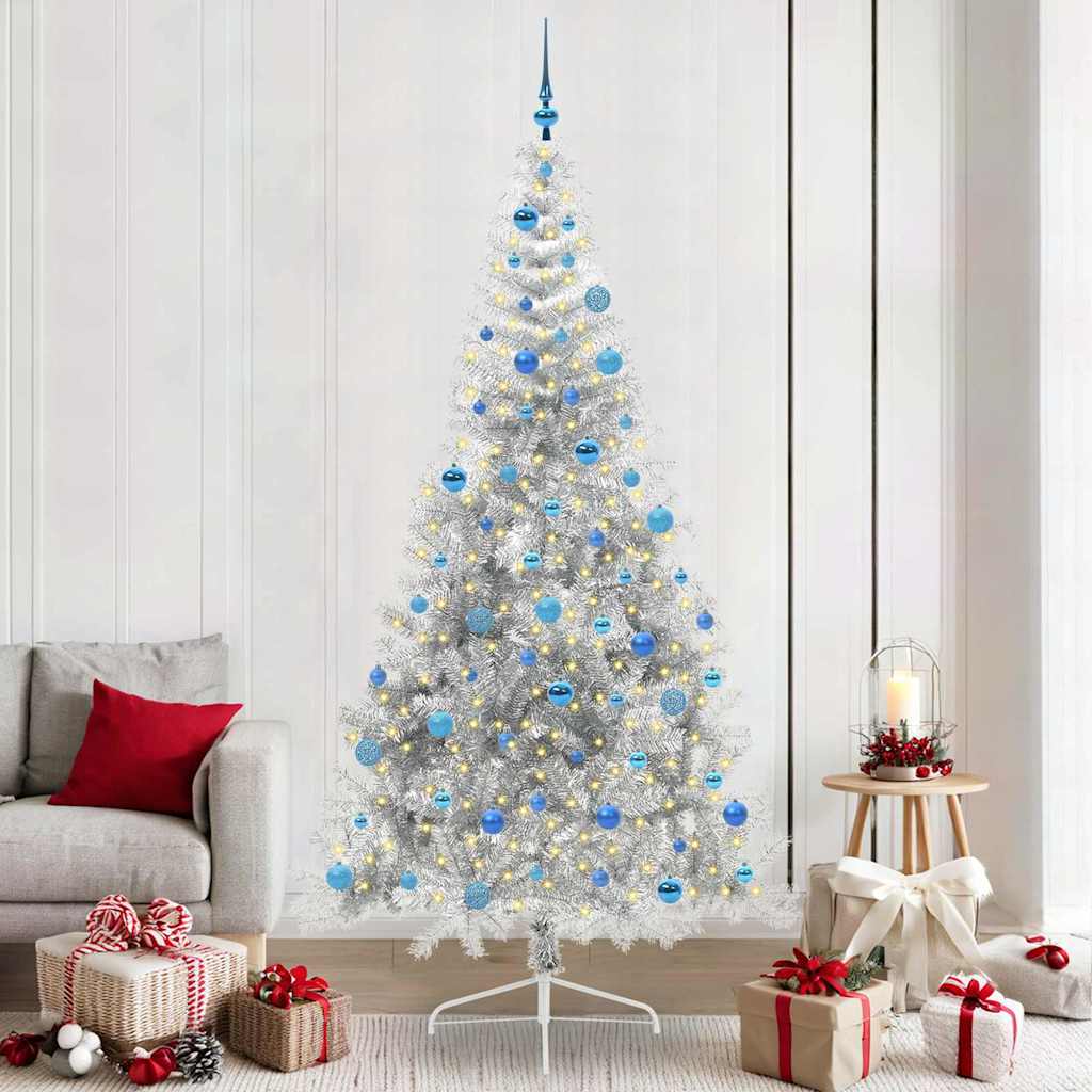 Vidaxx albero di Natale artificiale preilluminato con 300 LED argento tappo da 240 cm