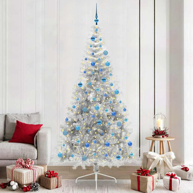 Árbol de Navidad artificial vidaxx preiluminado con 300 LED plateado 240 cm