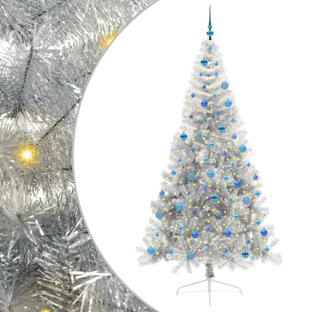 Vidaxx albero di Natale artificiale preilluminato con 300 LED argento tappo da 240 cm