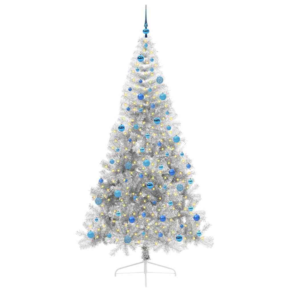 Vidaxx albero di Natale artificiale preilluminato con 300 LED argento tappo da 240 cm