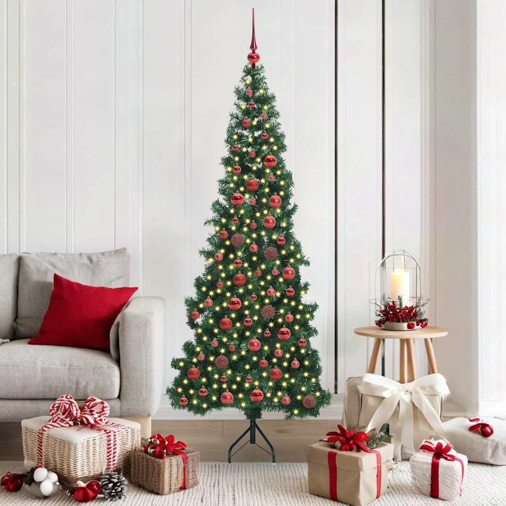 Albero di Natale artificiale angolare Vidaxx con 300 LED verdi 180 cm in PVC e metallo