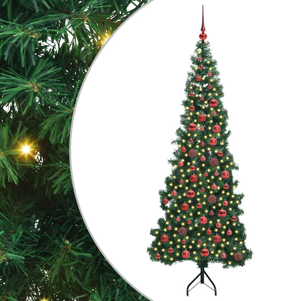 Albero di Natale artificiale angolare Vidaxx con 300 LED verdi 180 cm in PVC e metallo