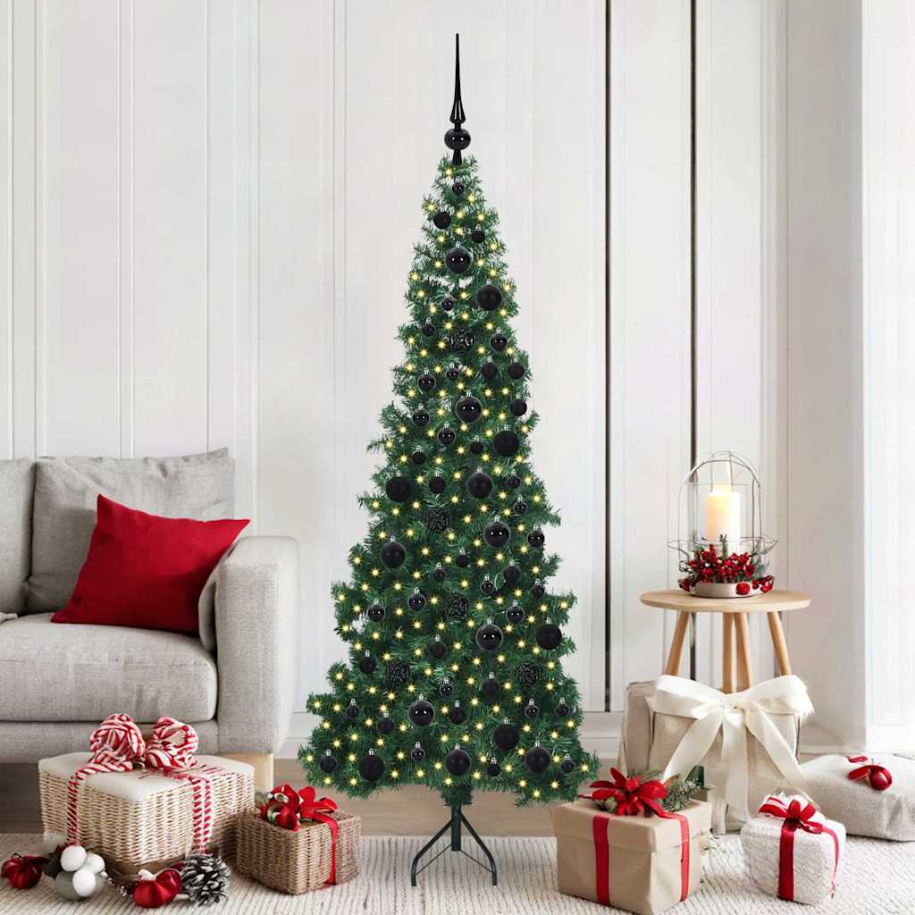 Albero di Natale artificiale angolare Vidaxx con 300 LED verdi 180 cm in PVC e metallo