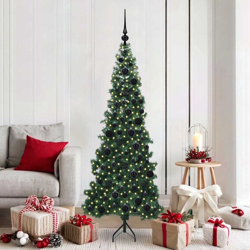 Albero di Natale artificiale angolare Vidaxx con 300 LED verdi 180 cm in PVC e metallo