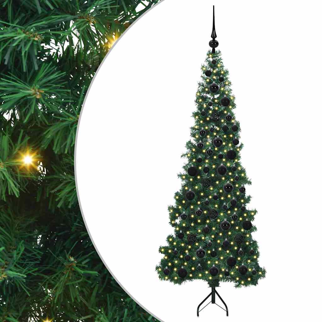 Albero di Natale artificiale angolare Vidaxx con 300 LED verdi 180 cm in PVC e metallo