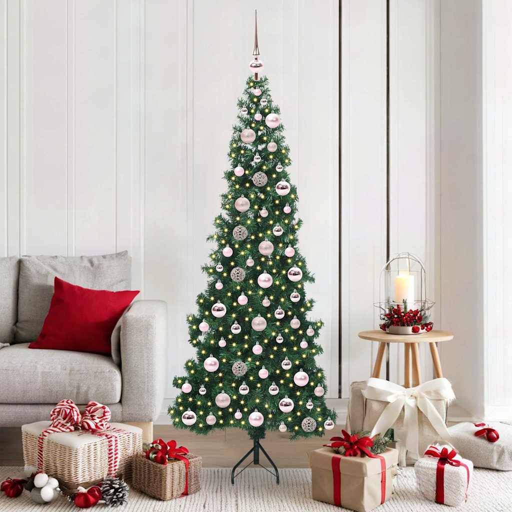 Albero di Natale artificiale angolare Vidaxx con 300 LED verdi 180 cm in PVC e metallo