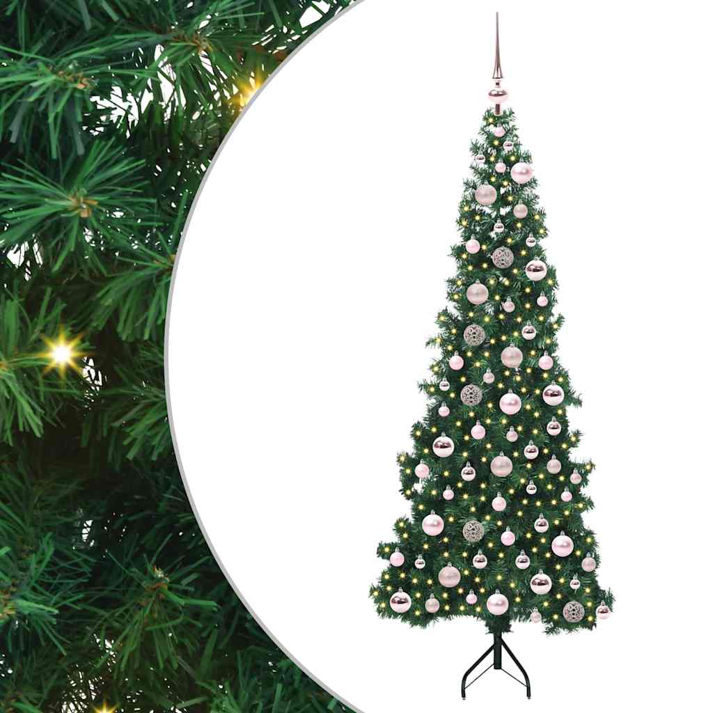 Albero di Natale artificiale angolare Vidaxx con 300 LED verdi 180 cm in PVC e metallo