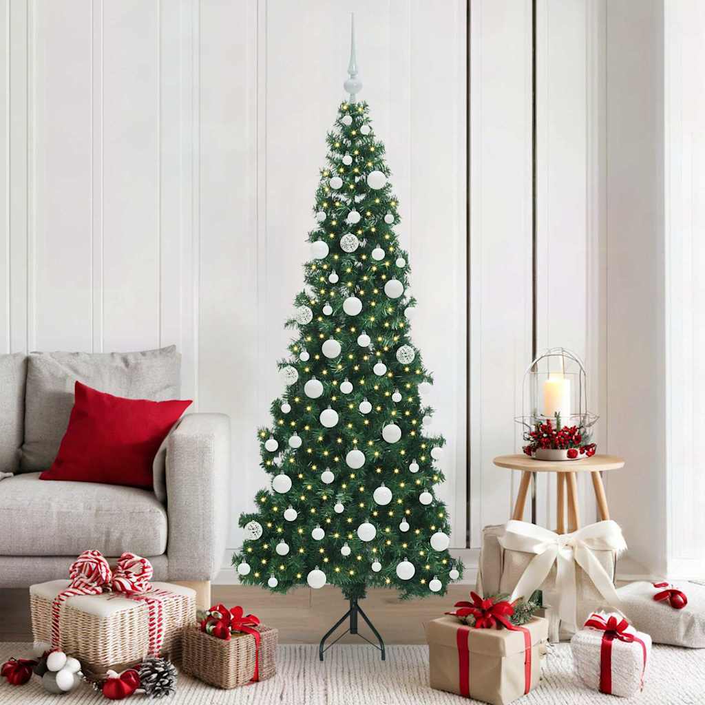 Albero di Natale artificiale angolare Vidaxx con 300 LED verdi 180 cm in PVC e metallo