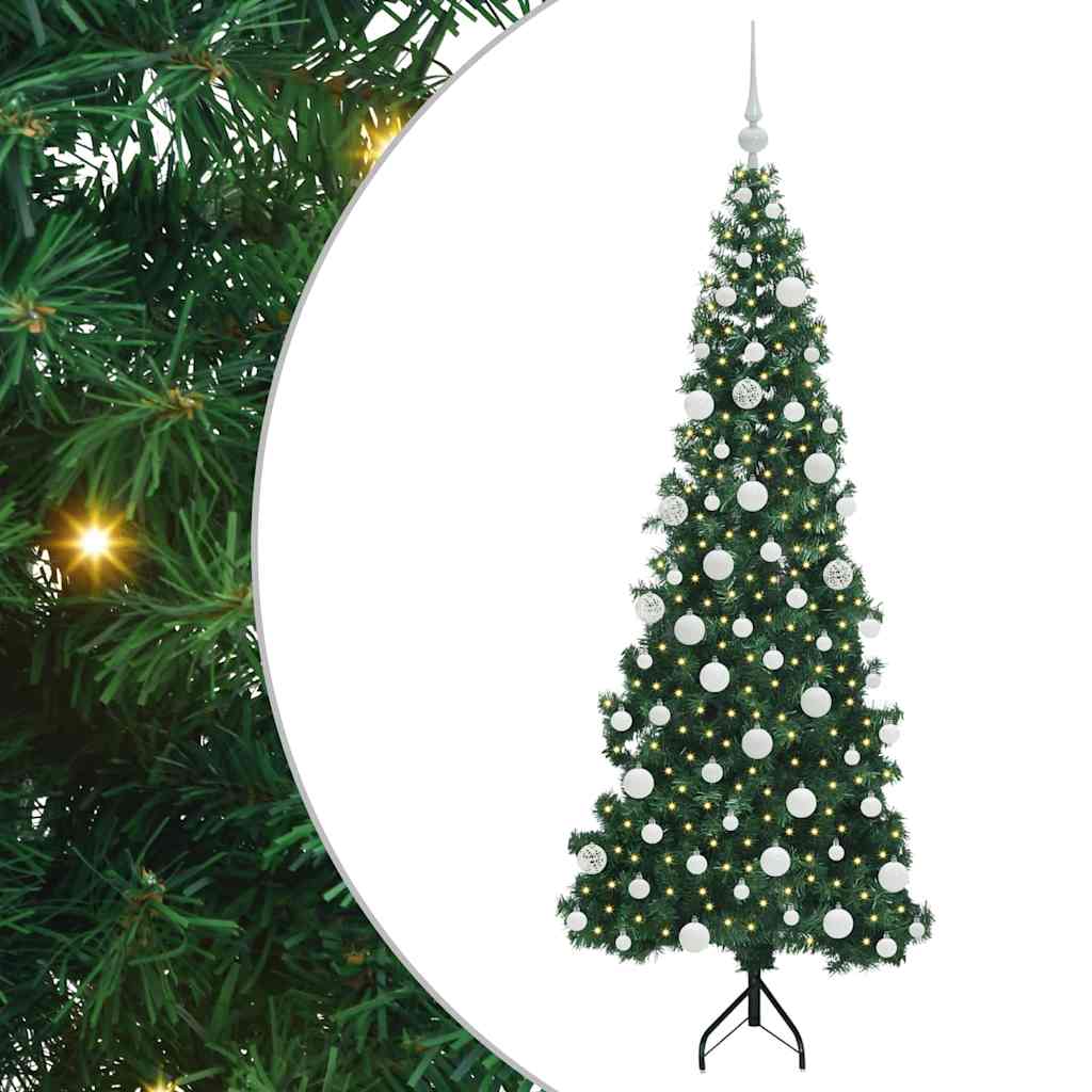Albero di Natale artificiale angolare Vidaxx con 300 LED verdi 180 cm in PVC e metallo
