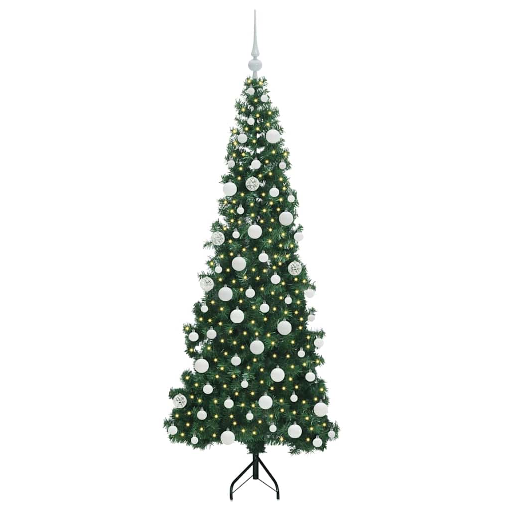 Albero di Natale artificiale angolare Vidaxx con 300 LED verdi 180 cm in PVC e metallo