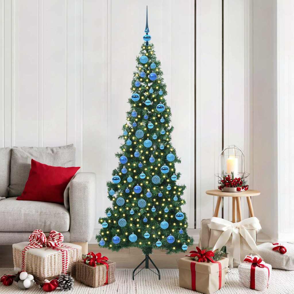 Albero di Natale artificiale angolare Vidaxx con 300 LED verdi 180 cm in PVC e metallo
