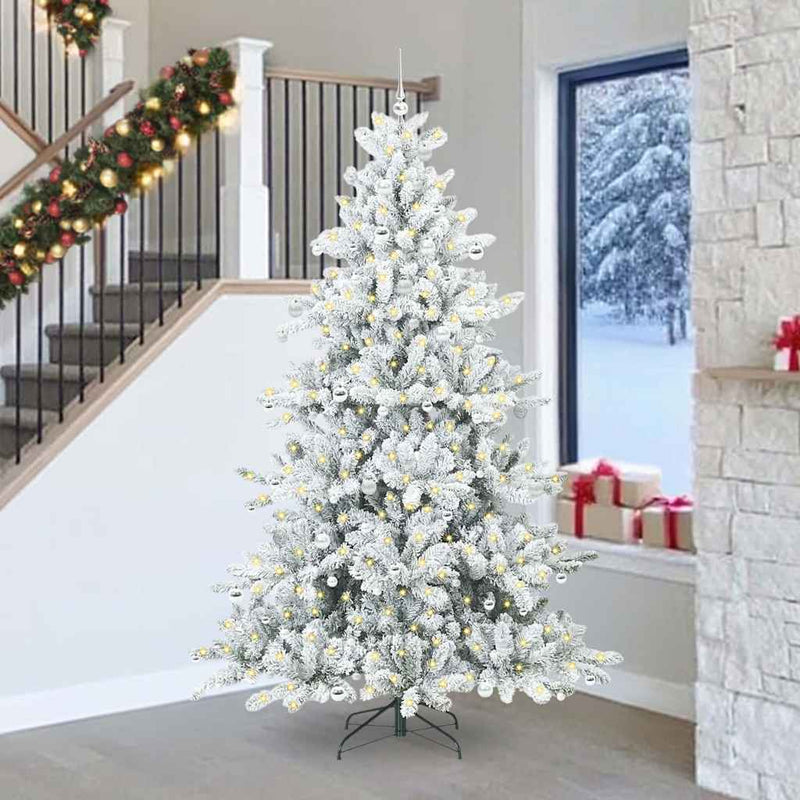 Vidaxl kunstmatige inklapbare kerstboom wit 240 cm pvc en staal