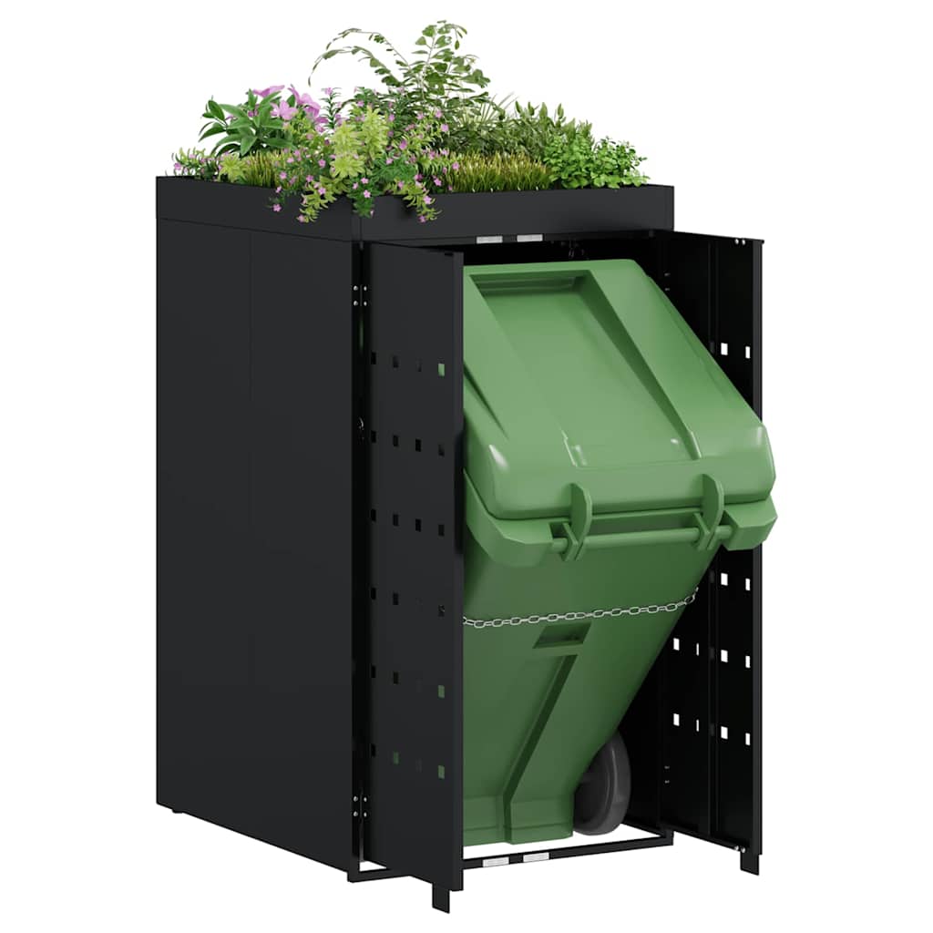 Carro de almacenamiento giratorio Vidaxx con techo de jardinera para contenedor individual de 240 l, negro