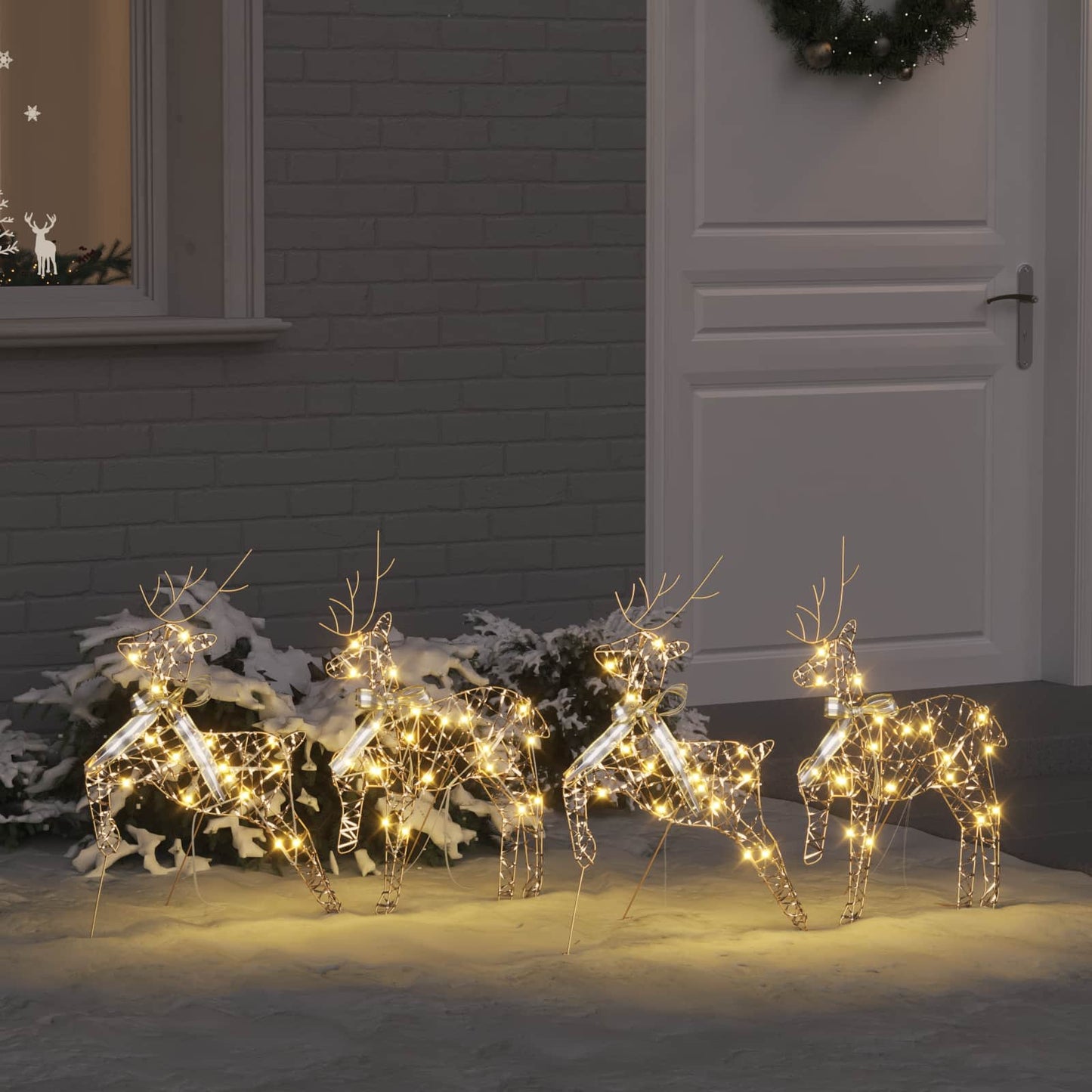 VidaXL Renna LED con 80 LED 4 pezzi tappo dorato
