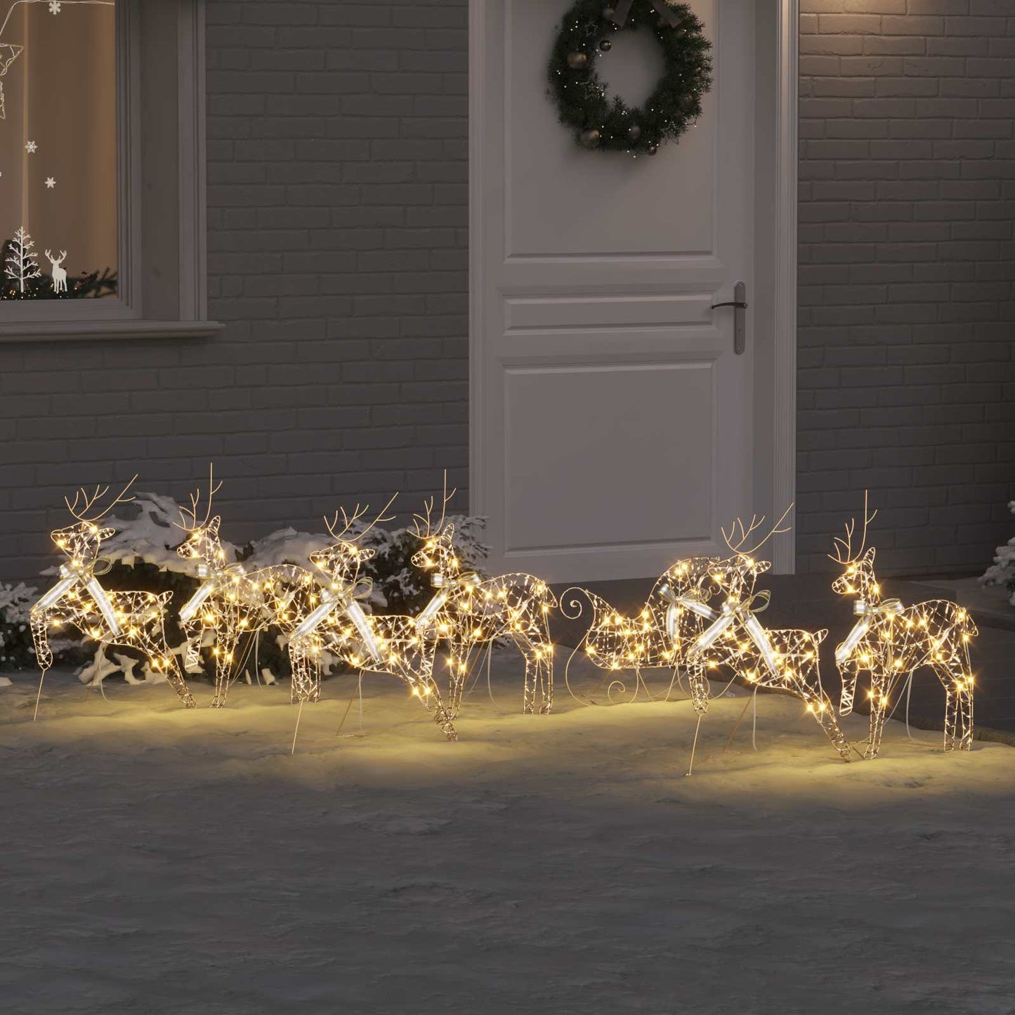 VidaXL Renna LED con 40 LED 7 pezzi tappo dorato