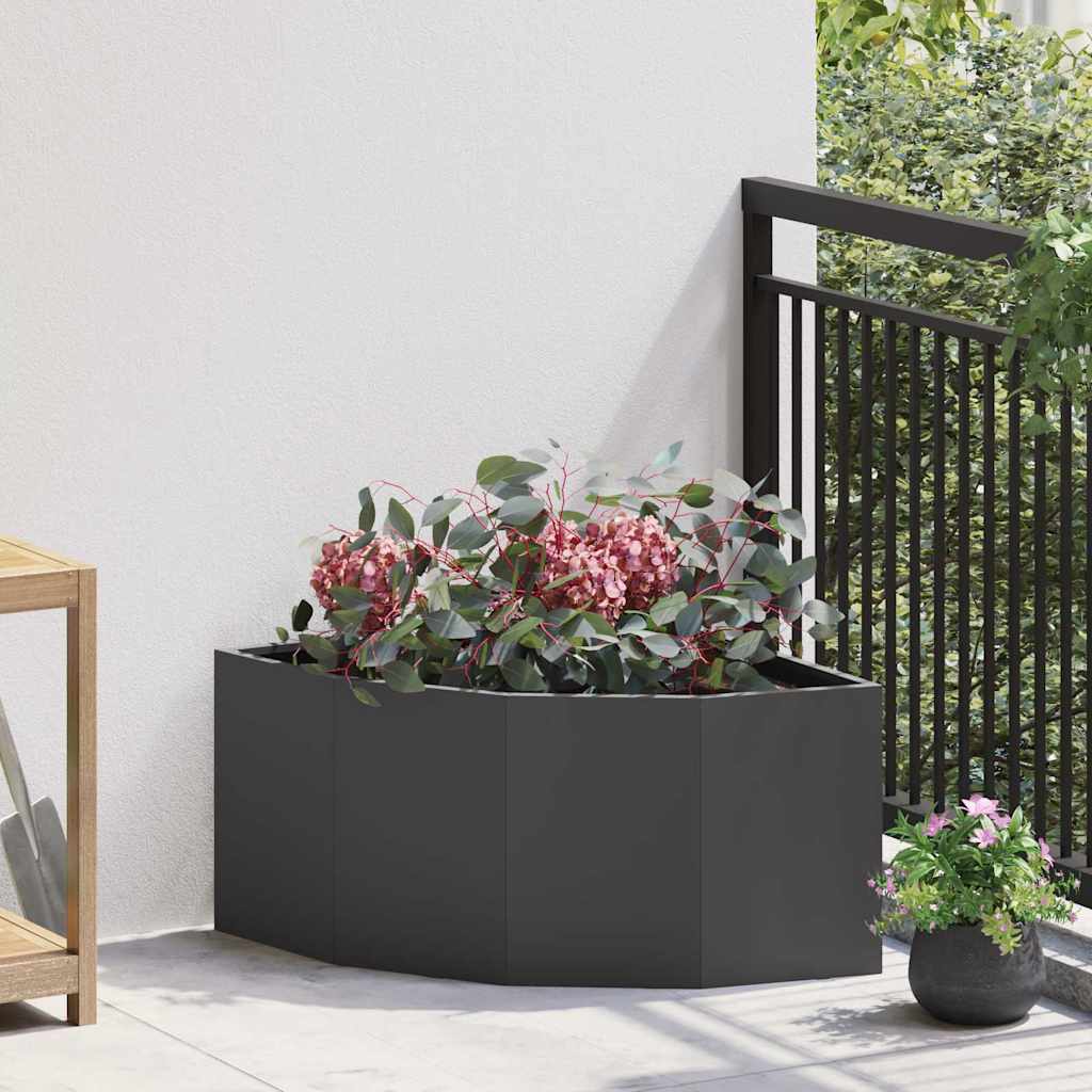 Fioriera angolare Vidaxx nera 60 x 60 x 35 cm in acciaio