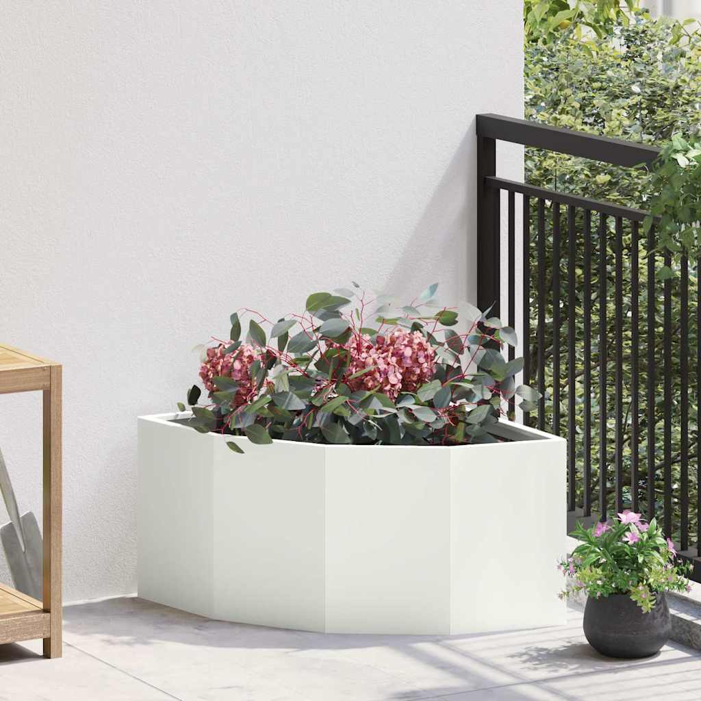 Vidaxl hoek plantbak wit 60 x 60 x 35 cm staal