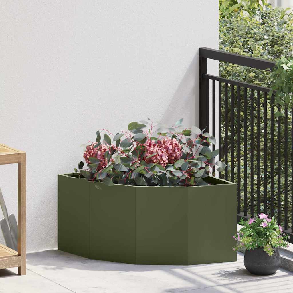 Fioriera angolare Vidaxx verde oliva 60 x 60 x 35 cm in acciaio