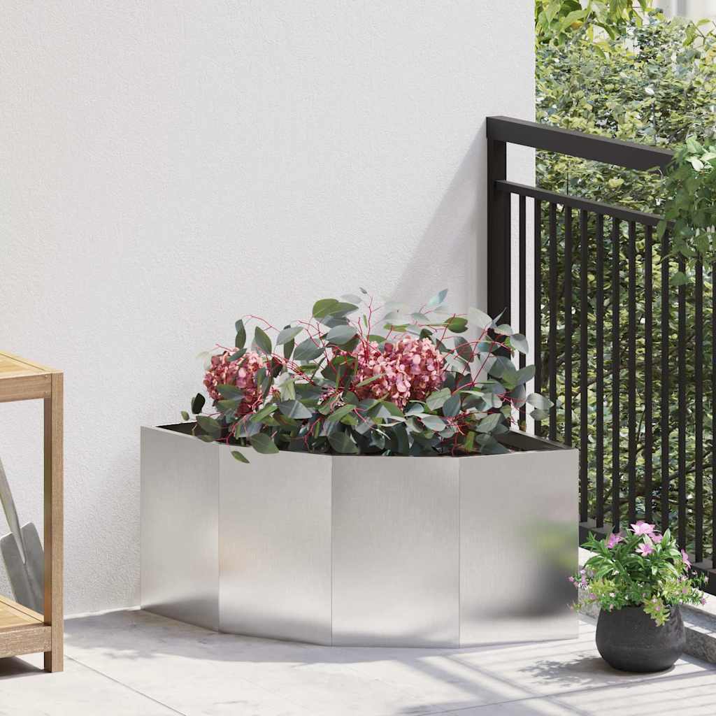 Vidaxx macetero de esquina plateado 60 x 60 x 35 cm acero inoxidable