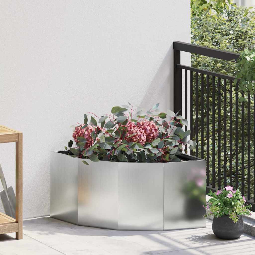 Vidaxl hoek plantbak zilver 60 x 60 x 35 cm gegalvaniseerd staal