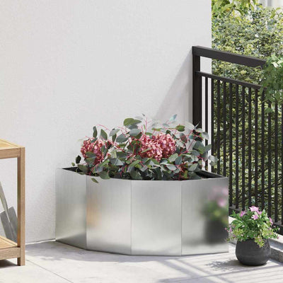 Jardinera de esquina vidaxx plata 60 x 60 x 35 cm acero galvanizado