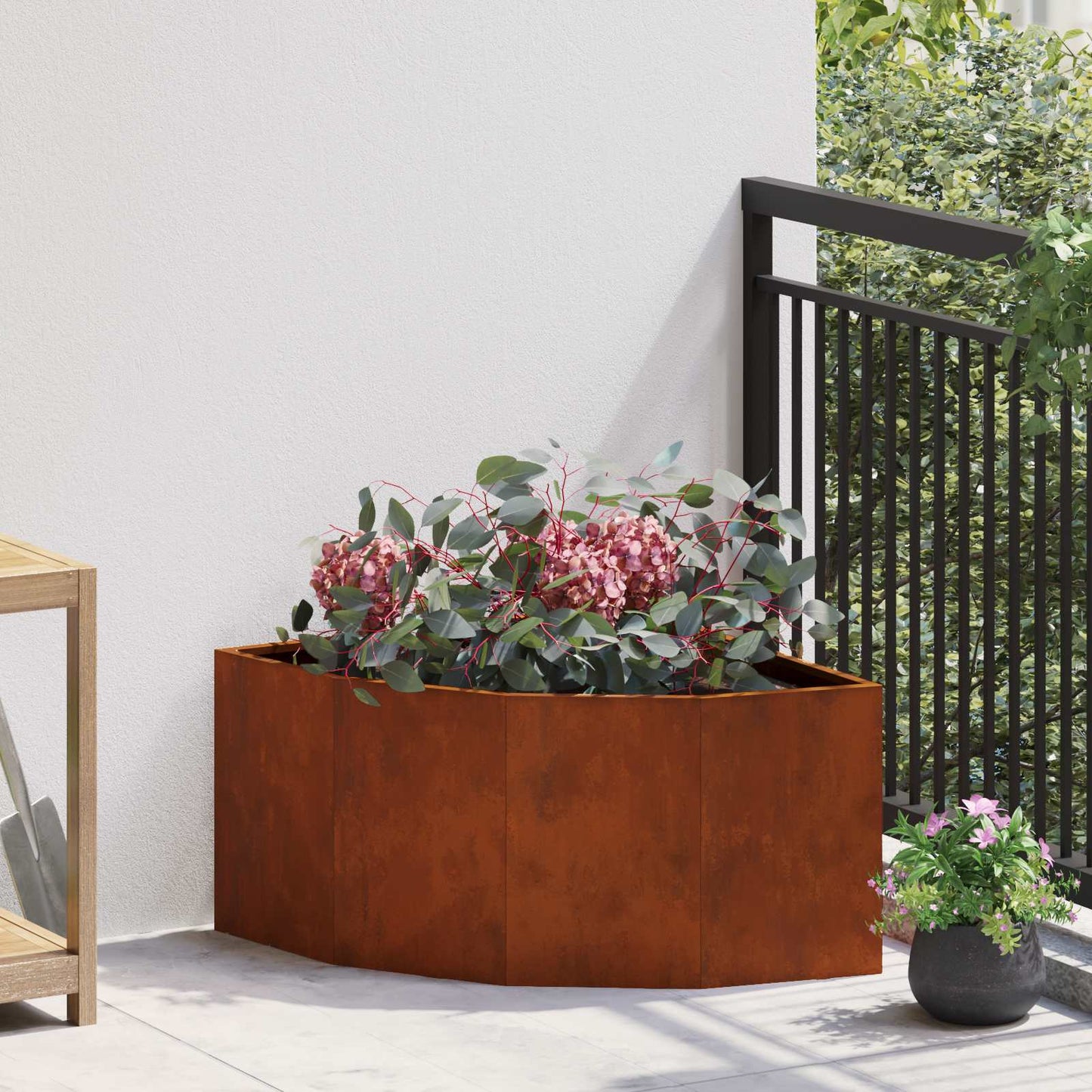 Jardinera de esquina vidaxx oxidada 60 x 60 x 35 cm acero corten
