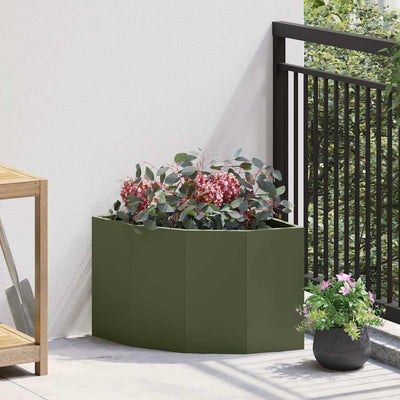 Vidaxx jardinera de esquina verde oliva 45 x 45 x 35 cm acero