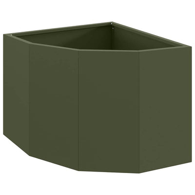 Vidaxx jardinera de esquina verde oliva 45 x 45 x 35 cm acero