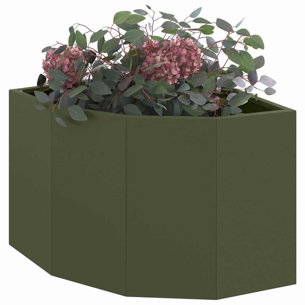 Vidaxl hoek plantbak olijfgroen 45 x 45 x 35 cm staal