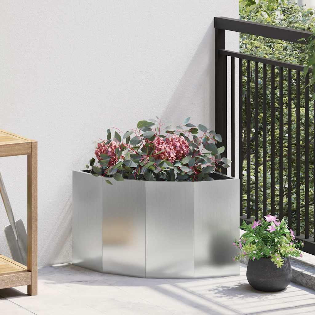 Vidaxl hoek plantbak zilver 45 x 45 x 35 cm gegalvaniseerd staal