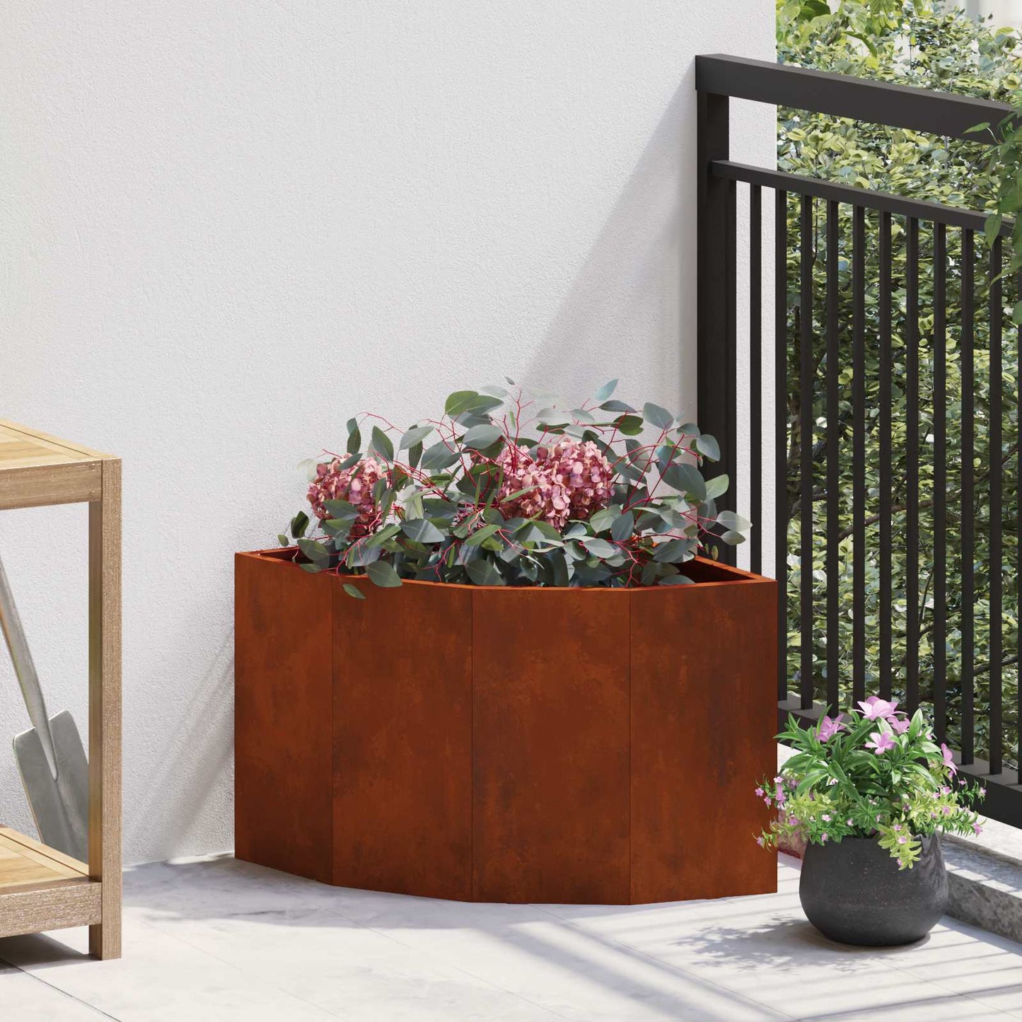 Fioriera angolare Vidaxx arrugginito 45 x 45 x 35 cm in acciaio corten