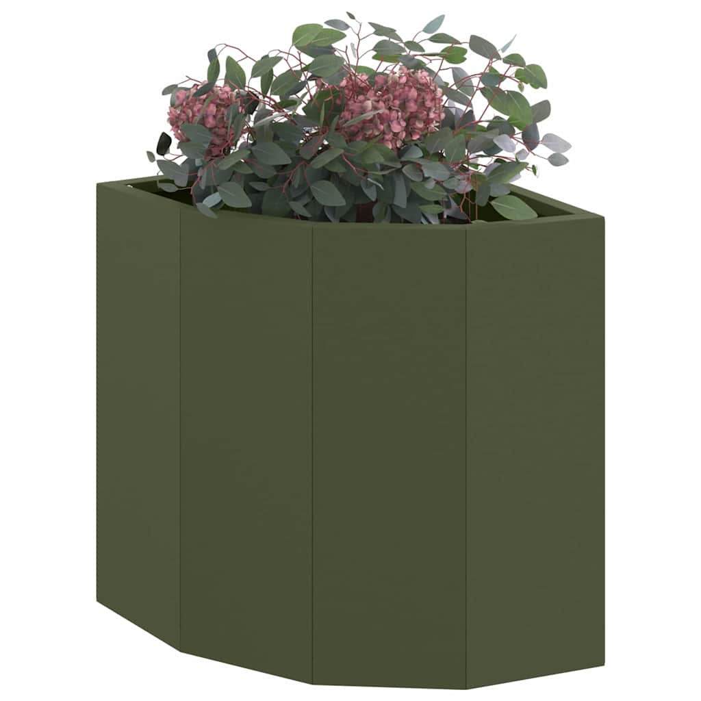 Vidaxl hoek plantbak olijfgroen 30 x 30 x 35 cm staal
