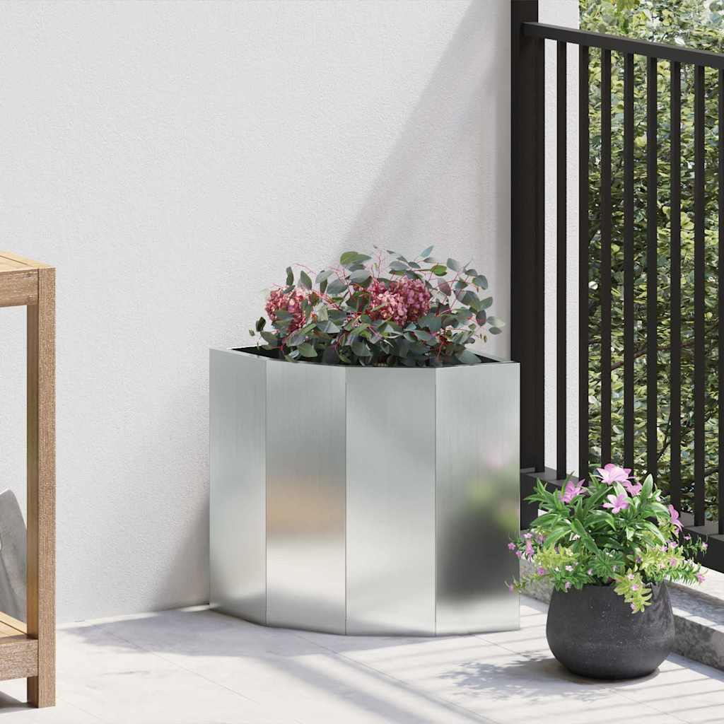 Vidaxl hoek plantbak zilver 30 x 30 x 35 cm gegalvaniseerd staal