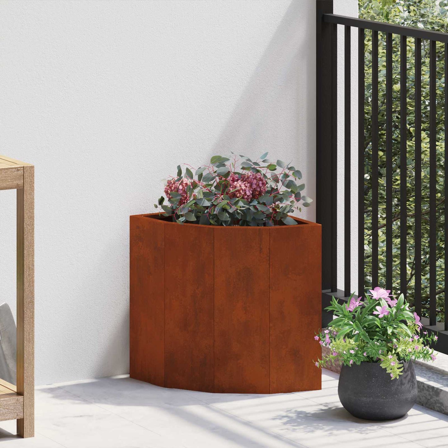 Jardinera de esquina vidaxx oxidada 30 x 30 x 35 cm acero corten