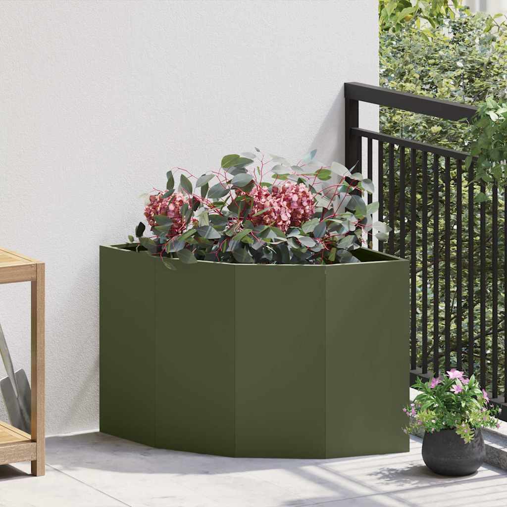 Fioriera angolare Vidaxx verde oliva 60 x 60 x 50 cm in acciaio