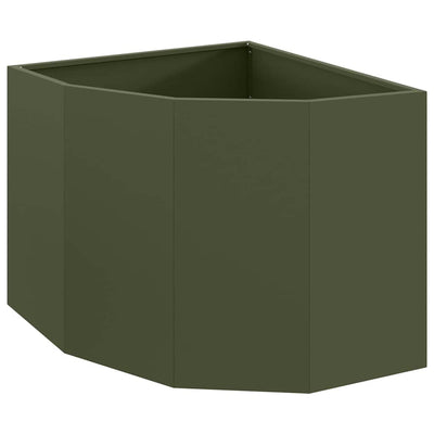 Vidaxx jardinera de esquina verde oliva 60 x 60 x 50 cm acero