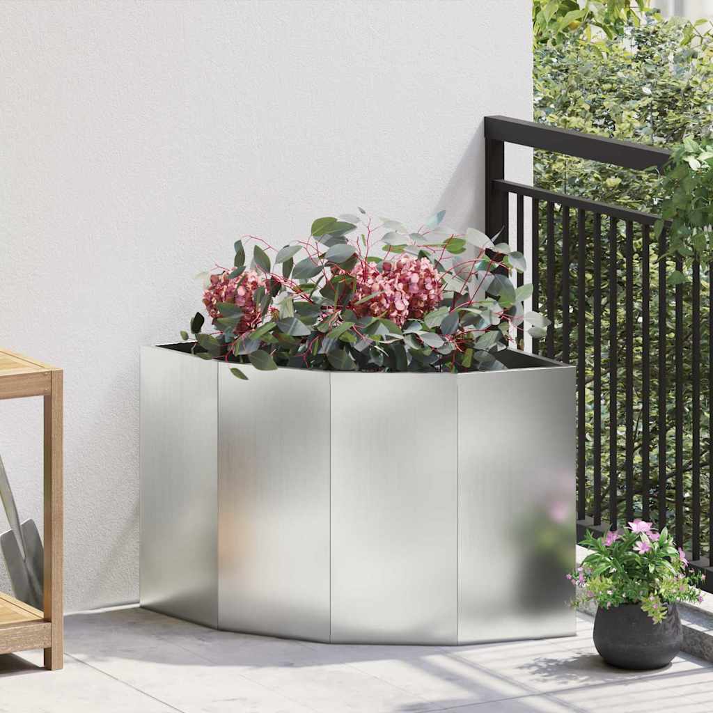 Vidaxl hoek plantbak zilver 60 x 60 x 50 cm gegalvaniseerd staal