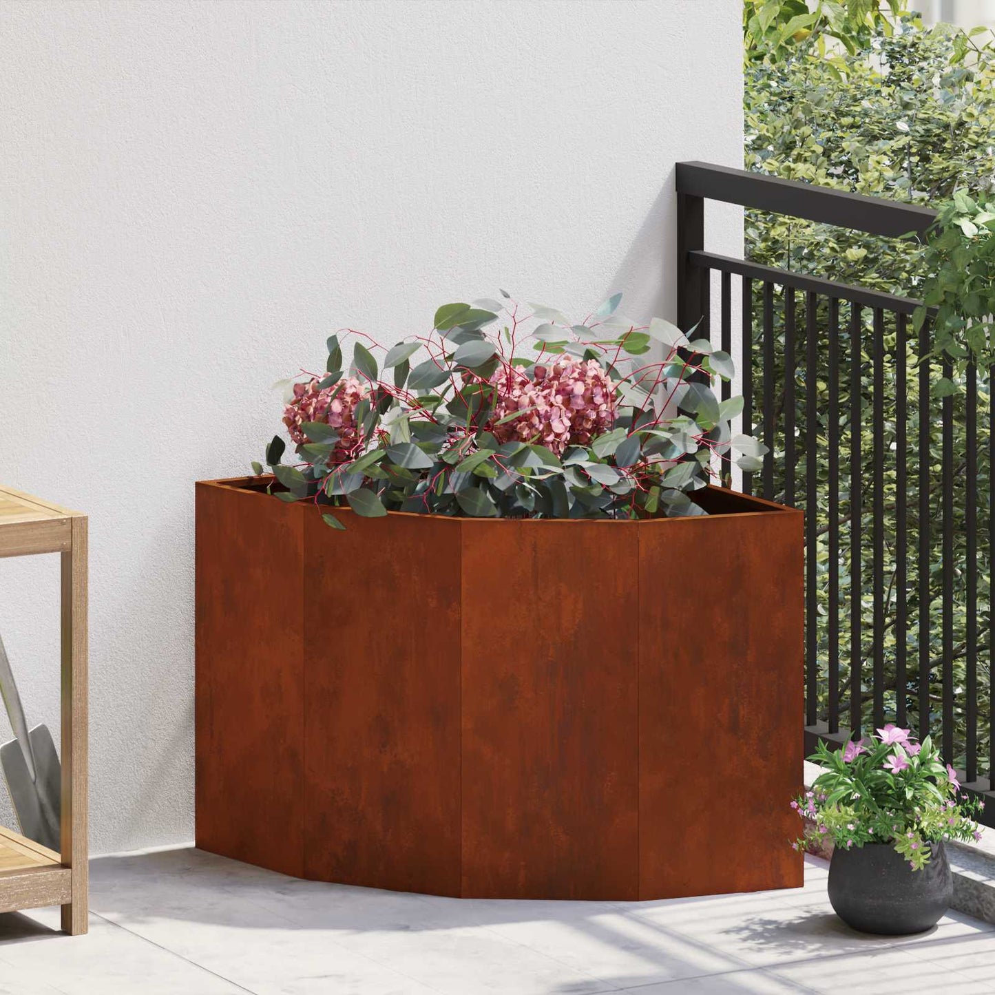 Jardinera de esquina vidaxx oxidada 60 x 60 x 50 cm acero corten