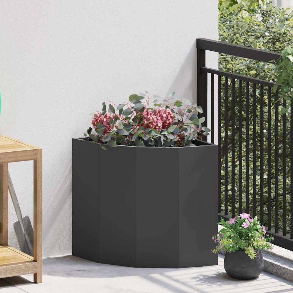 Fioriera angolare Vidaxx nera 45 x 45 x 50 cm in acciaio