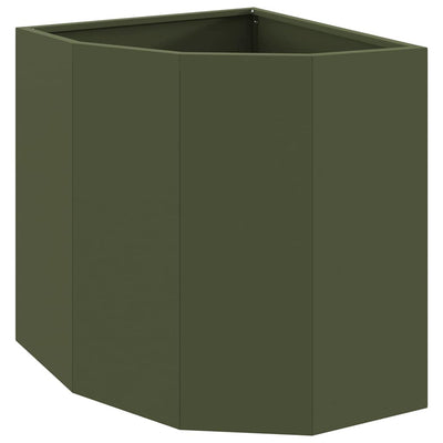 Vidaxx jardinera de esquina verde oliva 45 x 45 x 50 cm acero