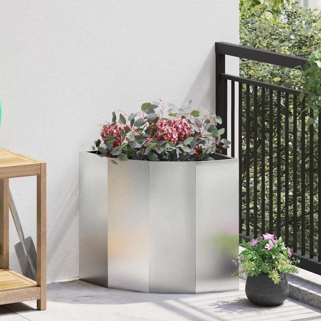 Jardinera de esquina vidaxx plata 45 x 45 x 50 cm acero inoxidable