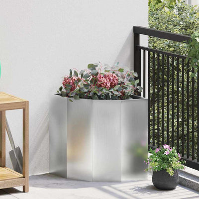 Vidaxx jardinera de esquina plata 45 x 45 x 50 cm acero galvanizado