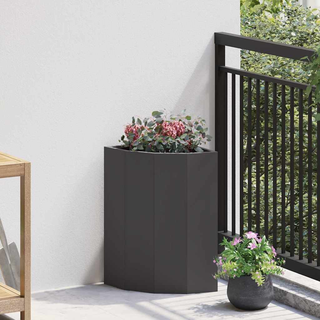 Fioriera angolare Vidaxx nera 30 x 30 x 50 cm in acciaio