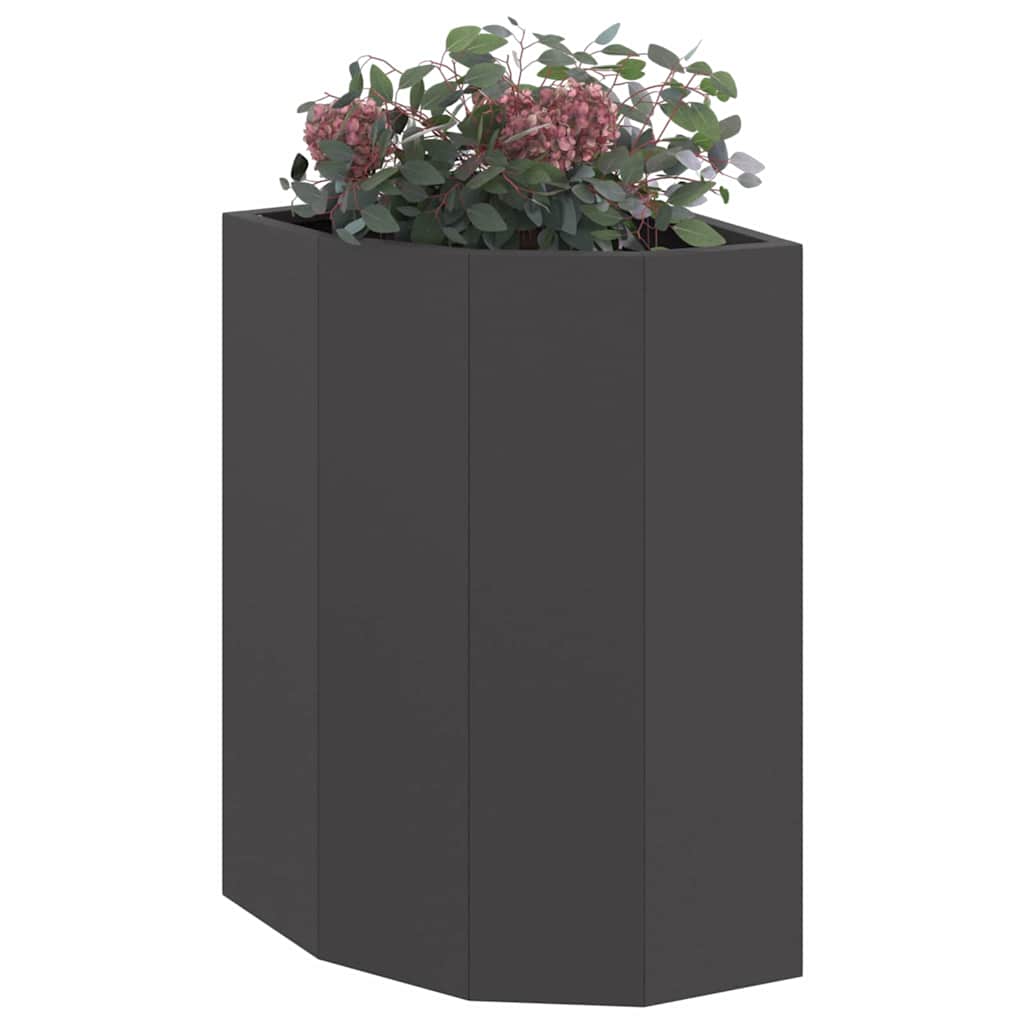Fioriera angolare Vidaxx nera 30 x 30 x 50 cm in acciaio