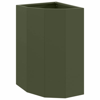 Vidaxx jardinera de esquina verde oliva 30 x 30 x 50 cm acero